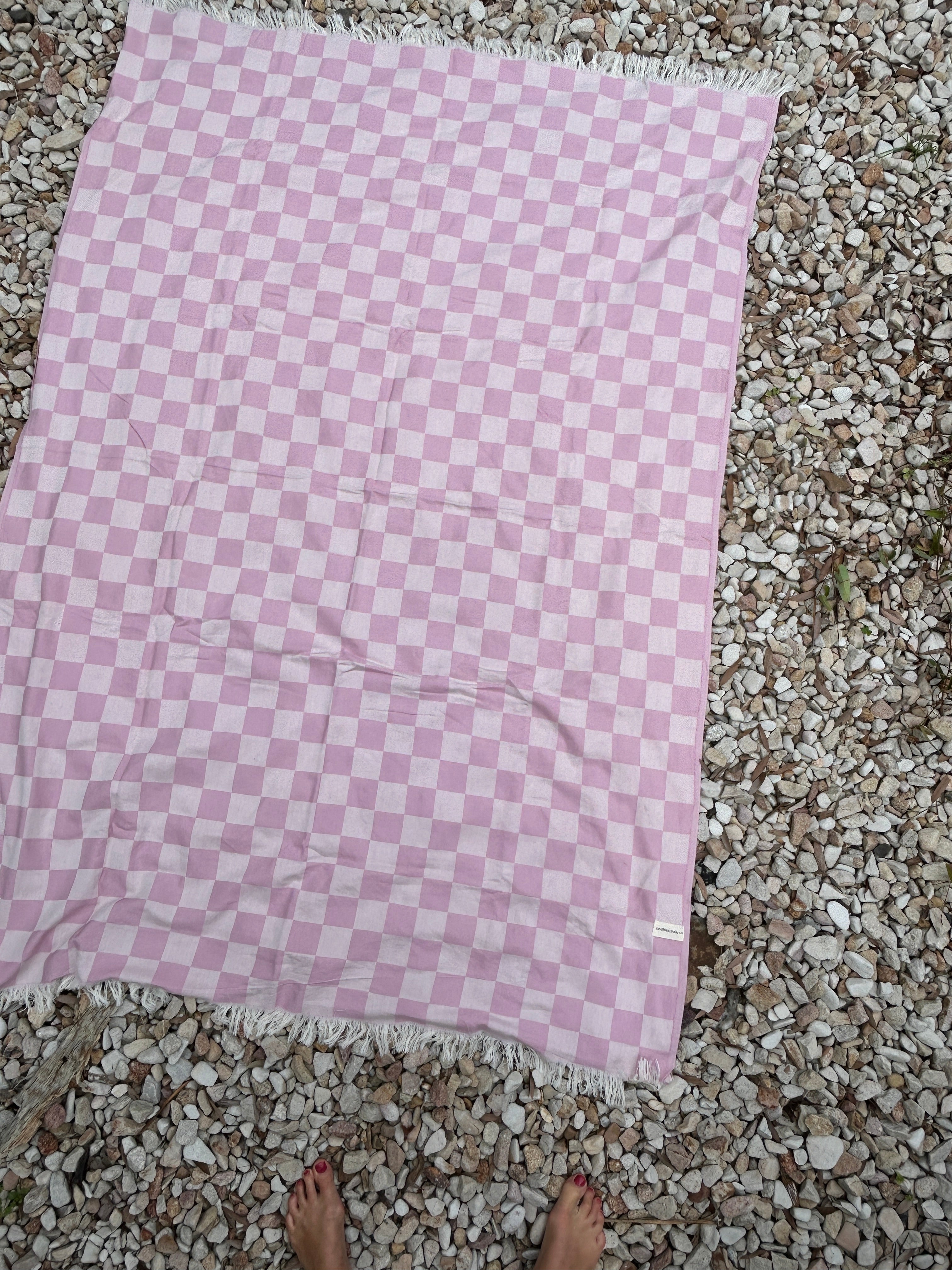 Checker Turkish towel / throw - Blush Pink-onefinesunday co