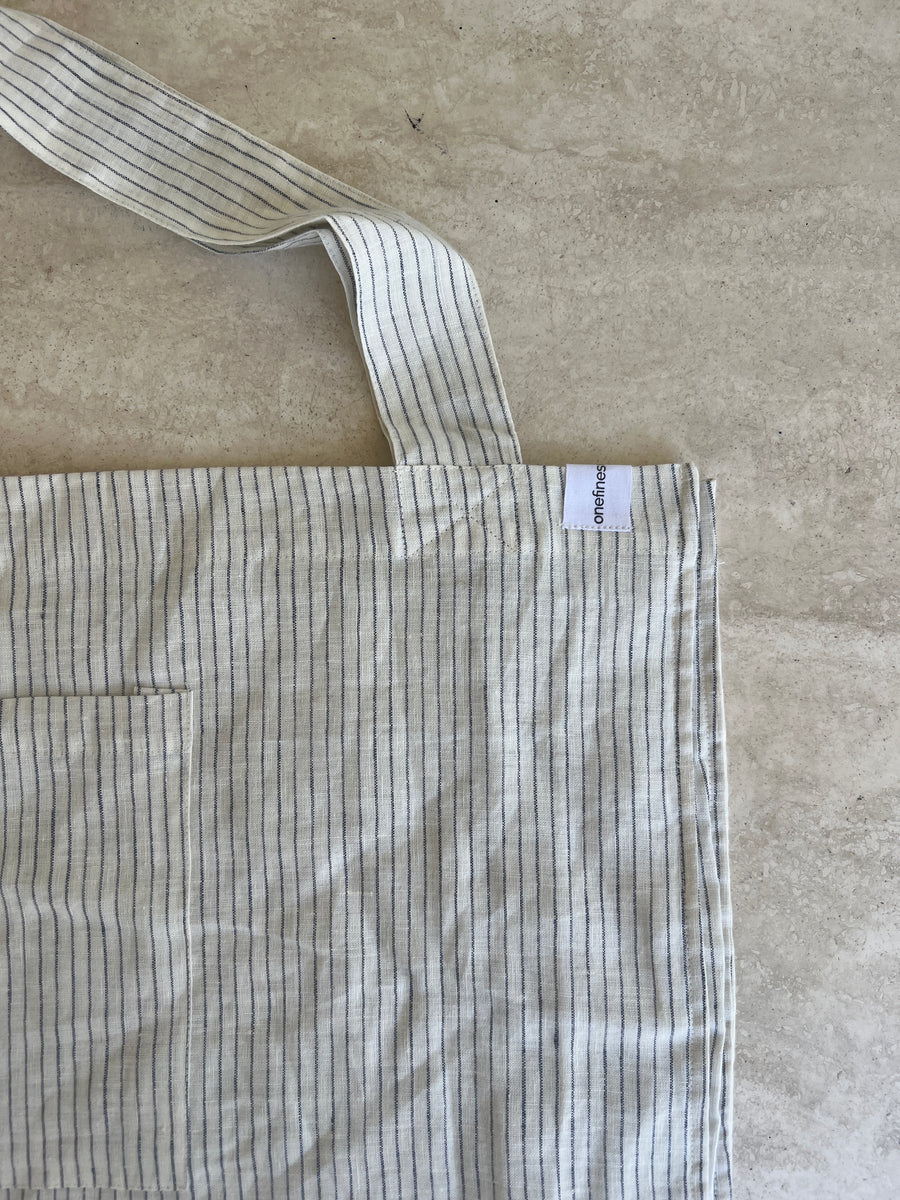 The Weekender Linen Tote - STRIPES – onefinesunday co