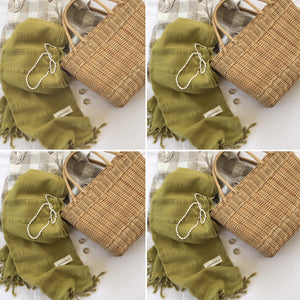 Luxe Stonewash Turkish Towel/Throw - Mustard green-onefinesunday co