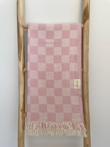 Checker Turkish towel / throw - Blush Pink-onefinesunday co