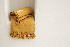 Signature Turkish Towel/Throw - Mustard-onefinesunday co
