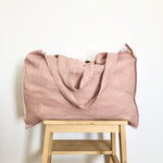 The Weekender Linen Tote - DUSTY PINK-onefinesunday co